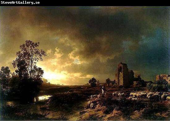 Oswald achenbach Abendstimmung in der Campagna